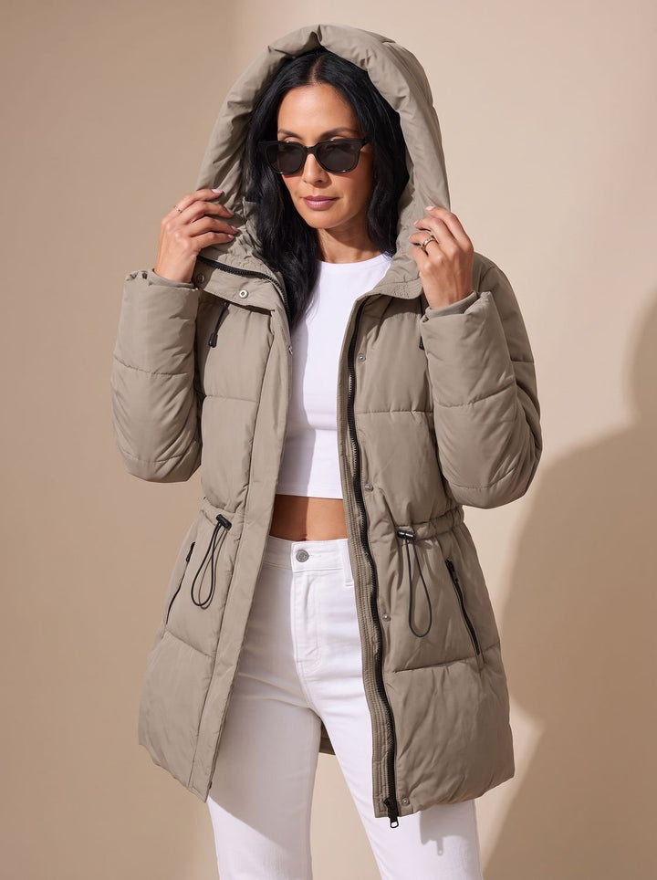 Women's Long Puffer Coat with Fitted Silhouette (11)