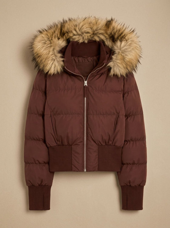 Women's Long Puffer Coat with Fitted Silhouette (7)