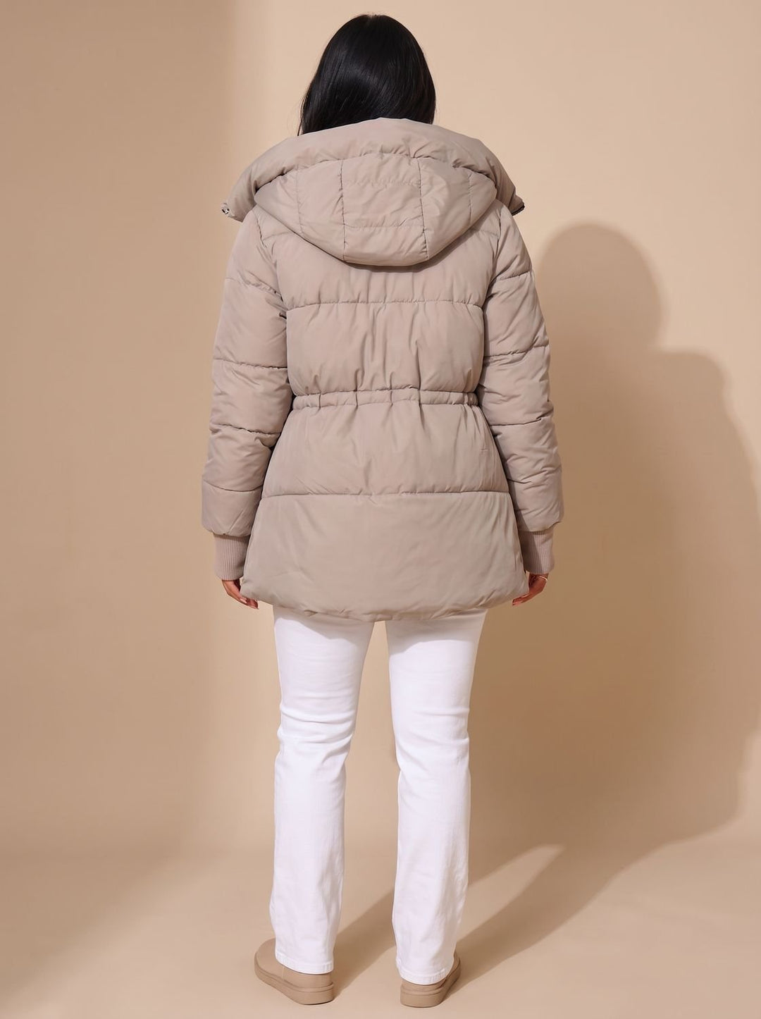 Women's Long Puffer Coat with Fitted Waist (13)