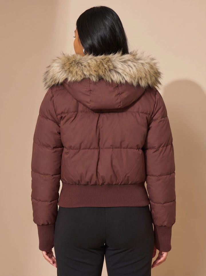 Women's Long Puffer Coat with Fitted Waist (5)