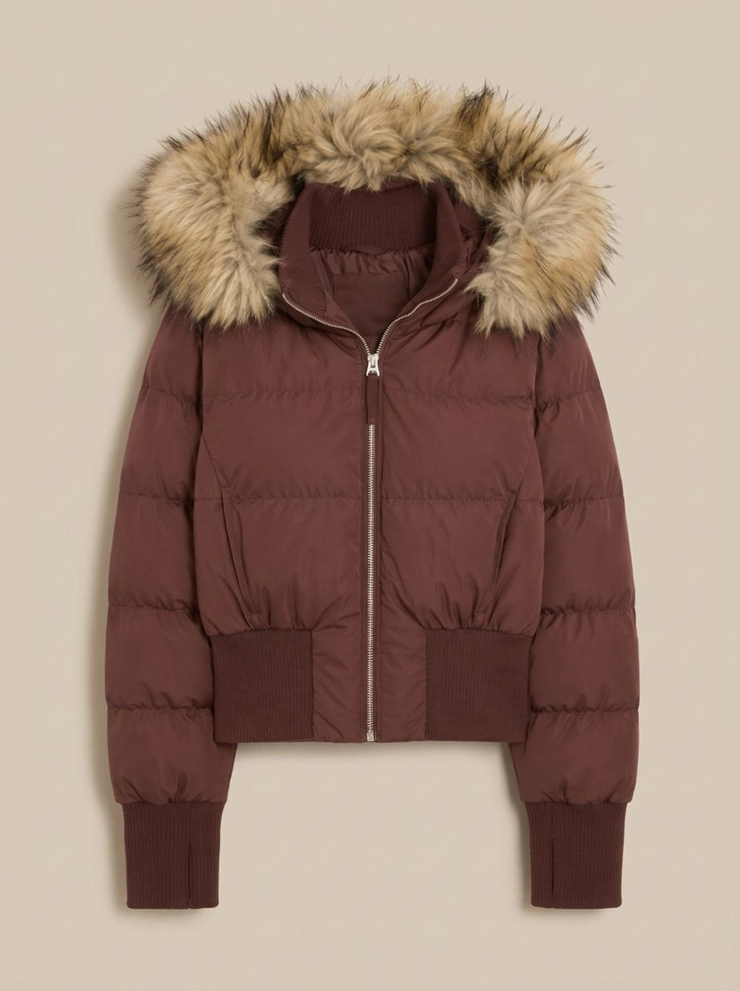Women's Long Puffer Coat with Fitted Waist (7)