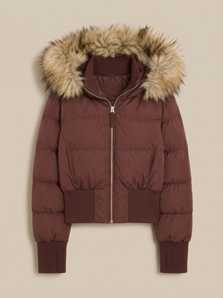 Women's Long Puffer Coat with Fitted Waist (7)