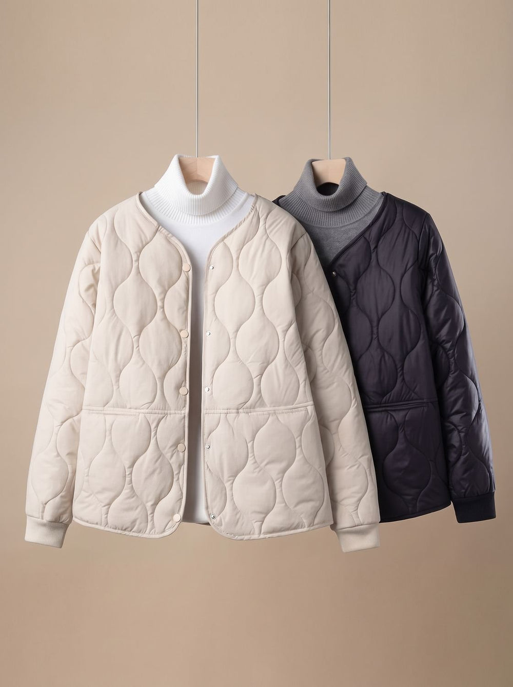 Women's Long Quilted Puffer Coat for Winter in White