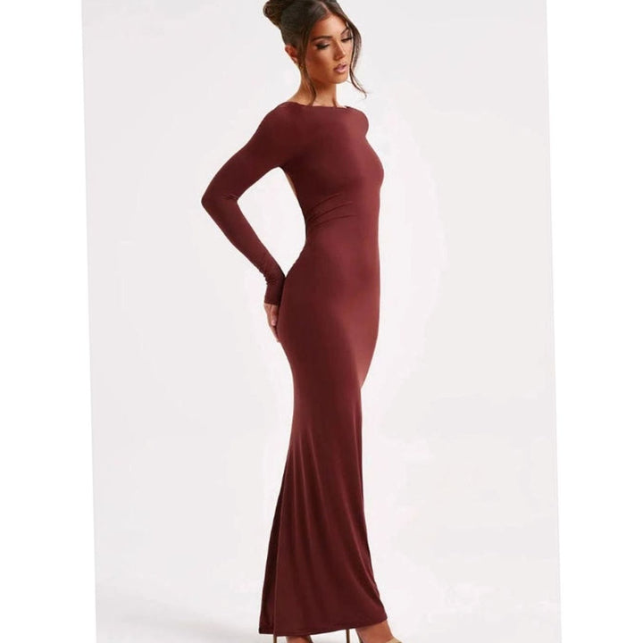 Women's Long-Sleeve Knit Maxi Wedding Guest Dress (3)