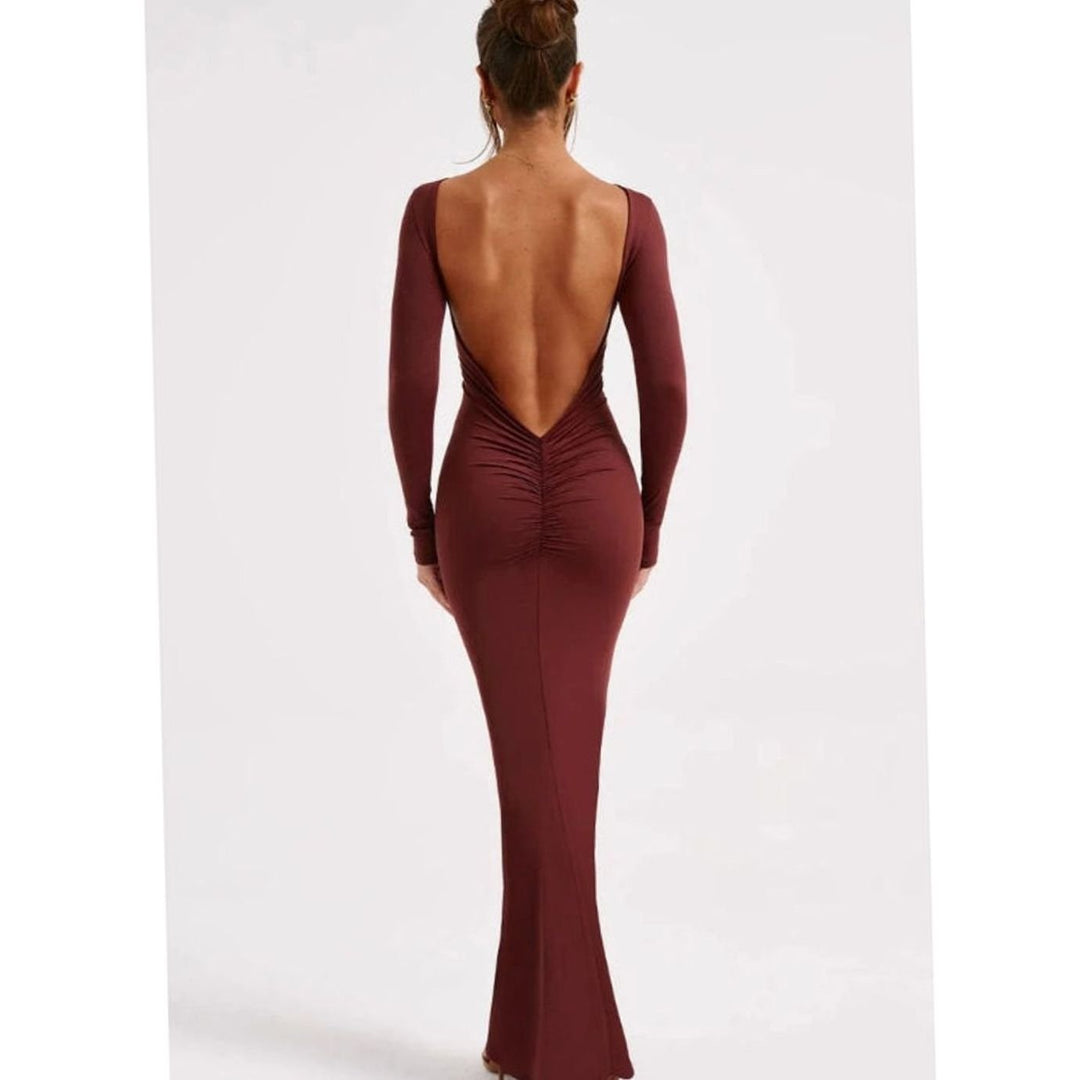 Women's Long-Sleeve Knit Maxi Wedding Guest Dress (6)