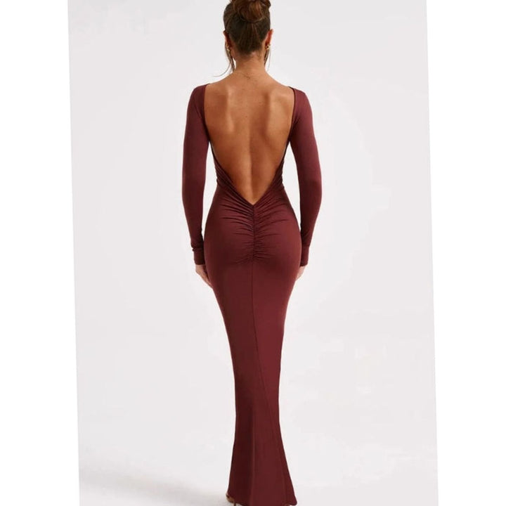 Women's Long-Sleeve Knit Maxi Wedding Guest Dress (6)