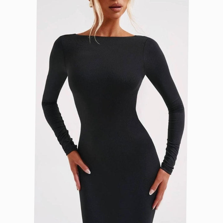 Women's Long-Sleeve Knit Maxi Wedding Guest Dress (7)