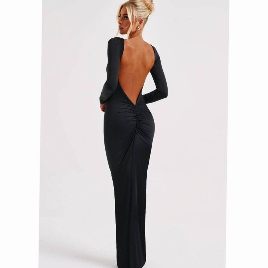 Women's Long-Sleeve Knit Maxi Wedding Guest Dress (8)
