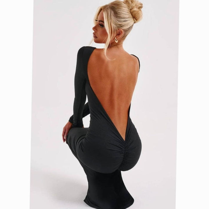 Women's Long-Sleeve Knit Maxi Wedding Guest Dress (9)