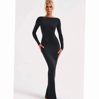 Charlotte | Women's Long-Sleeve Knit Maxi Wedding Guest Dress
