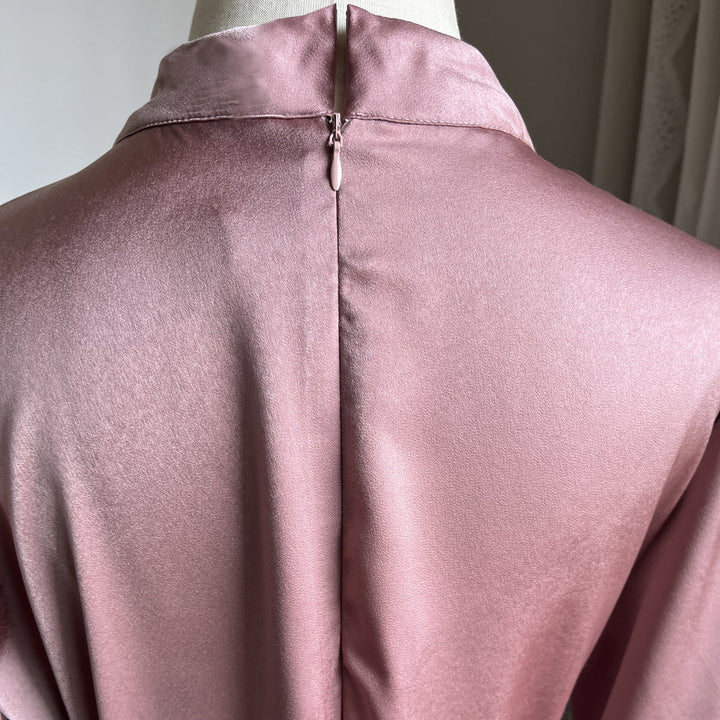 Women's Long Sleeve Satin Christmas Party Dress (4)