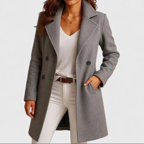 Women's Longline Tailored Coat for Autumn in Grey