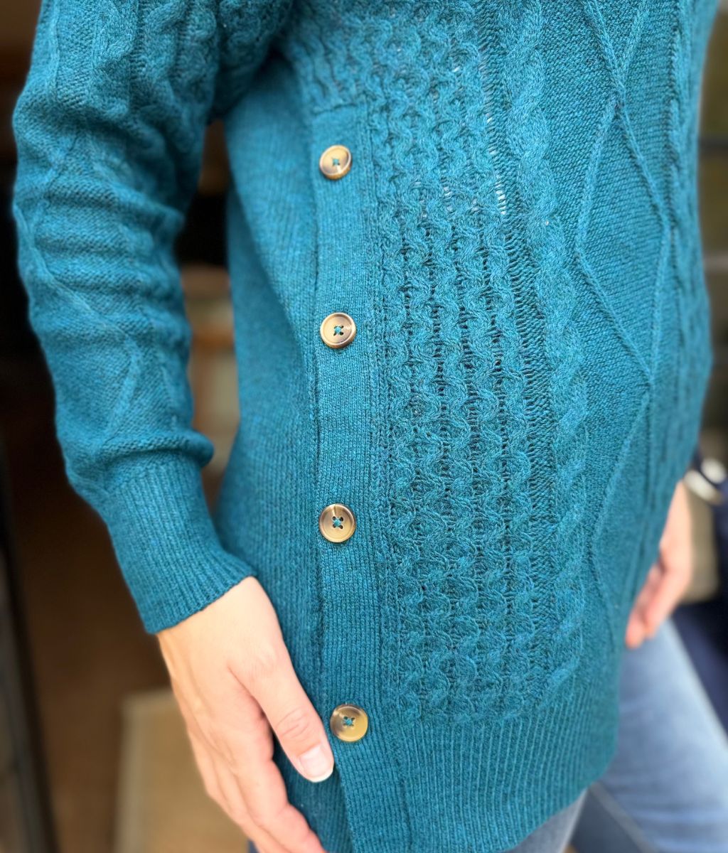 Women's Longline Textured Jumper Dress for Winter in Teal 3