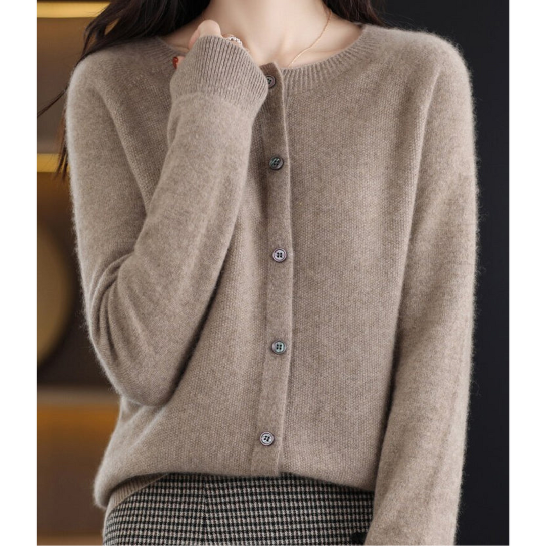 Women's Merino Cashmere Jumper Dress Cardigan in Brown