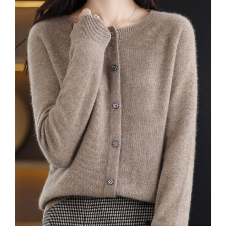 Women's Merino Cashmere Jumper Dress Cardigan in Brown