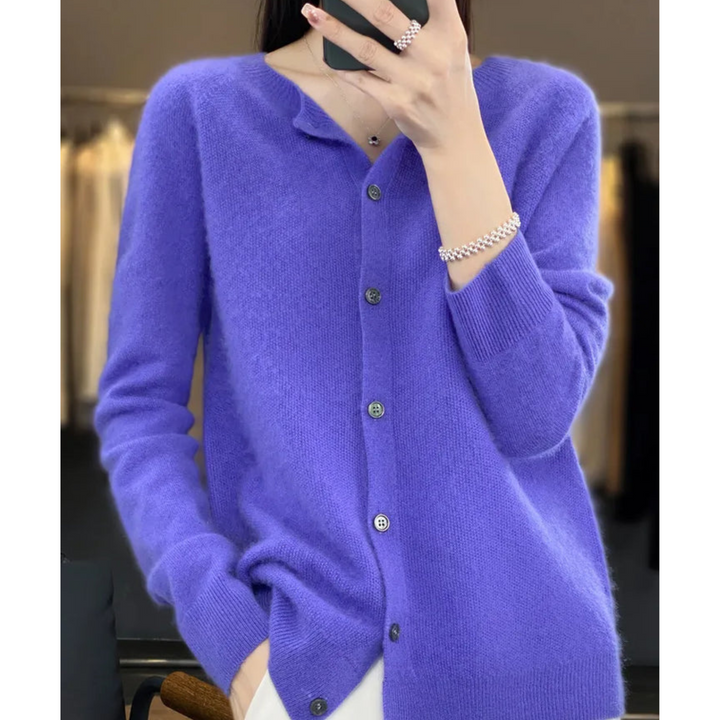 Women's Merino Cashmere Jumper Dress Cardigan in Dark Blue