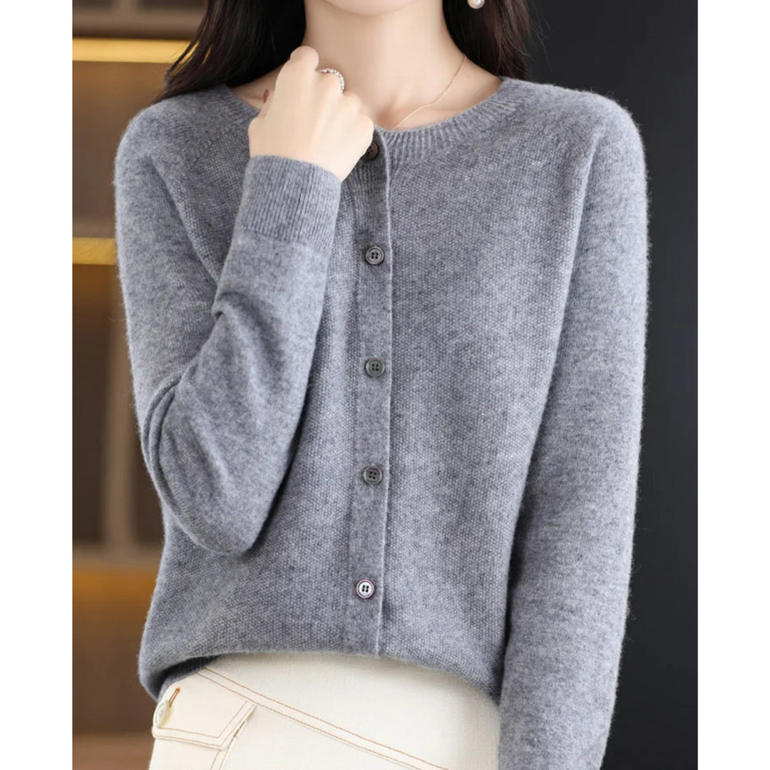 Women's Merino Cashmere Jumper Dress Cardigan in Grey