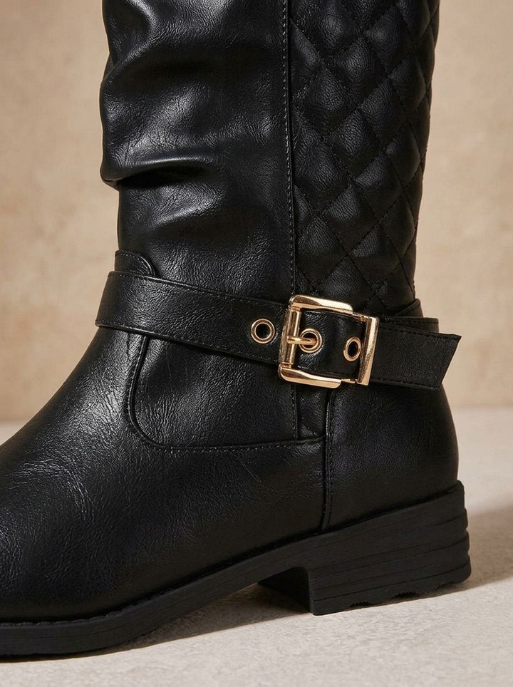 Women's Mid-Calf Cowboy Boots with Buckle in Gold-coloured 10