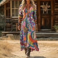 Amber | Women's Midi Dress in Soft Vintage Print