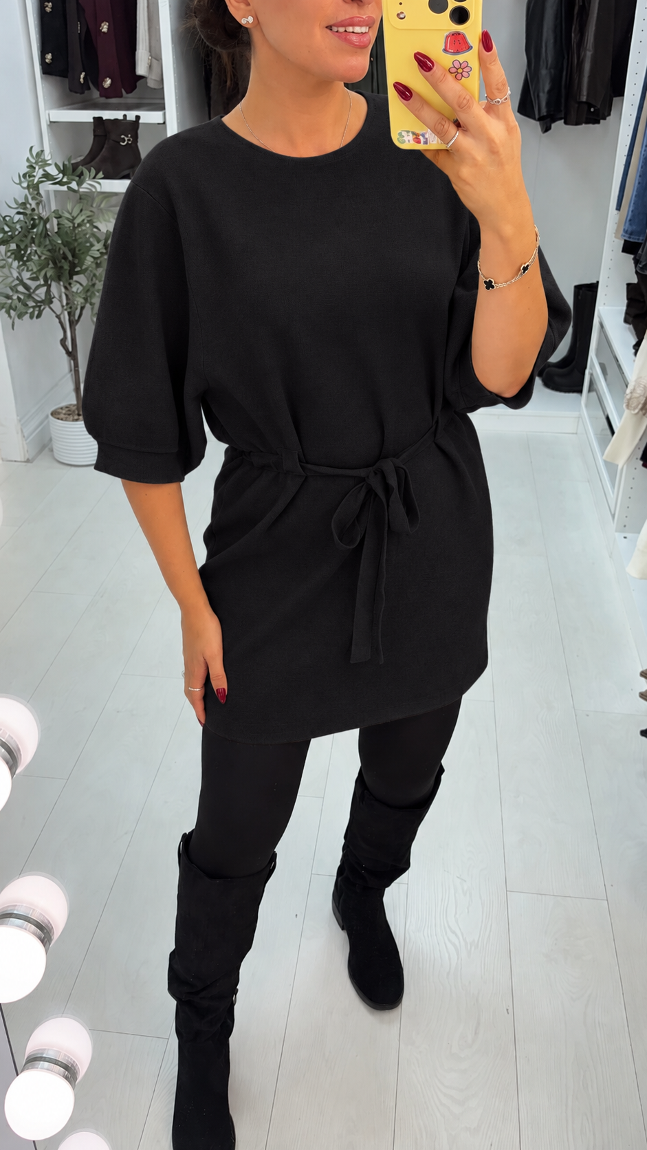 Women's Midi Jumper Dress in Viscose Blend in Black