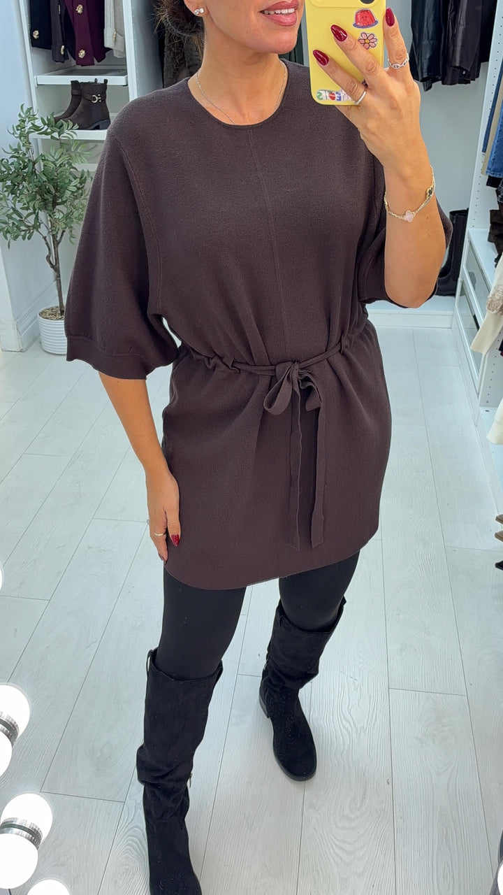 Women's Midi Jumper Dress in Viscose Blend in Chocolate