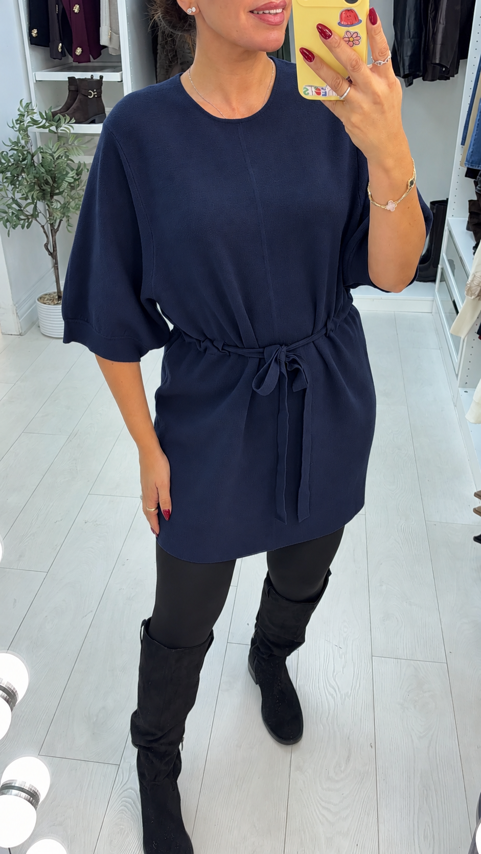 Women's Midi Jumper Dress in Viscose Blend in Navy