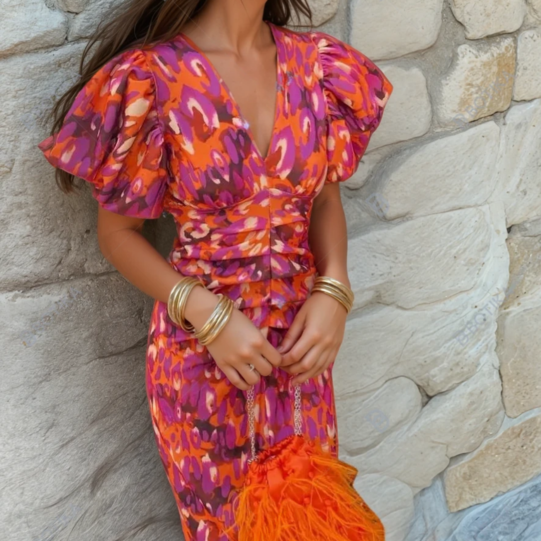 Women's Midi Sequin Party Dress for Celebrations in Orange