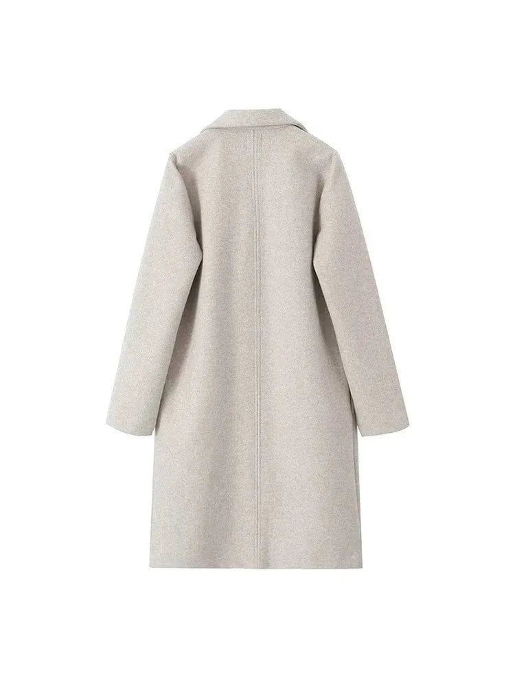 Women's Midi Wool Coat for Autumn (11)