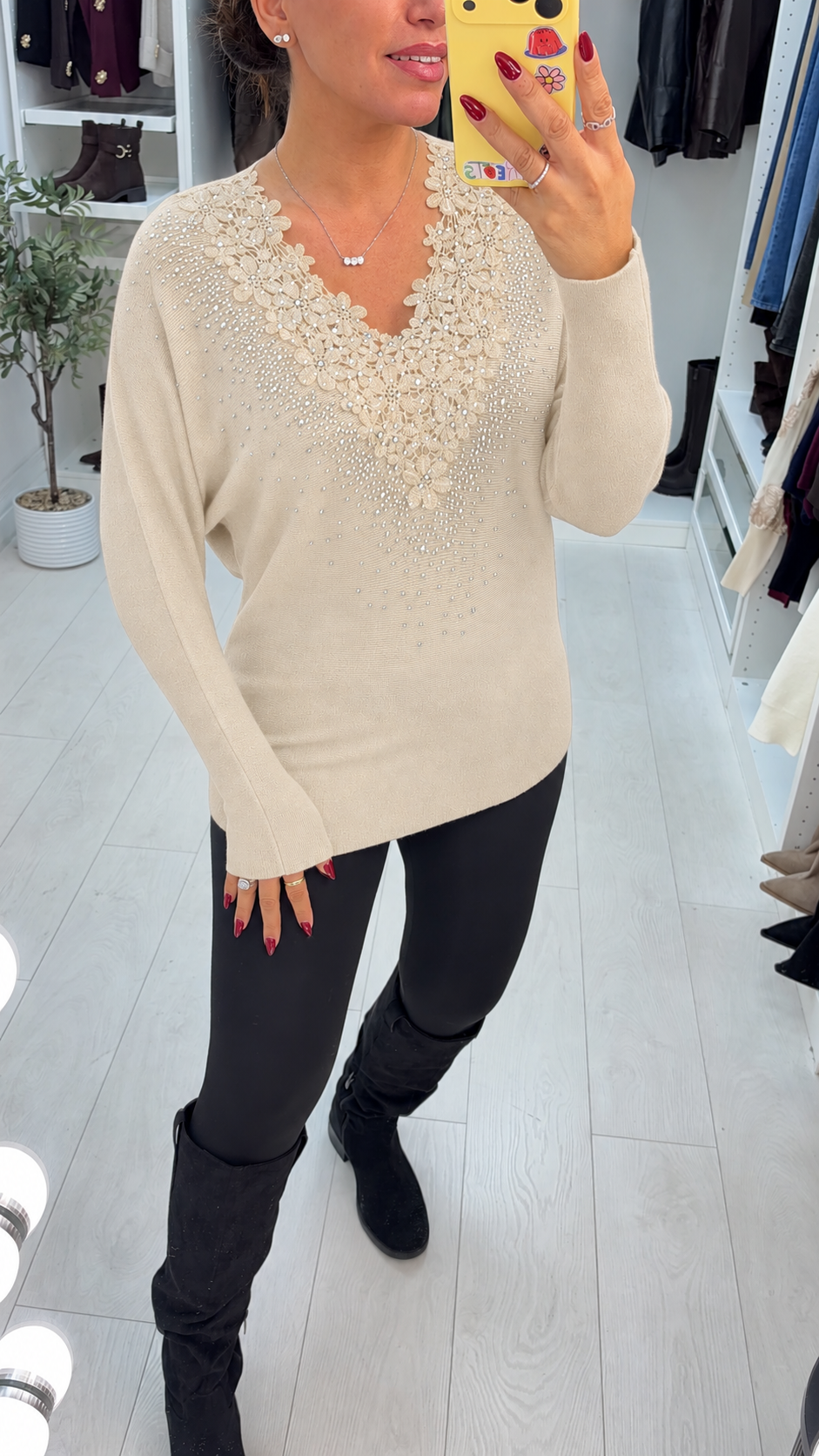 Women's Mini Floral Jumper Dress in Cream