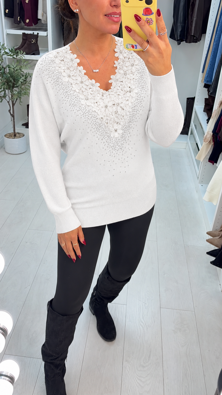 Women's Mini Floral Jumper Dress in White
