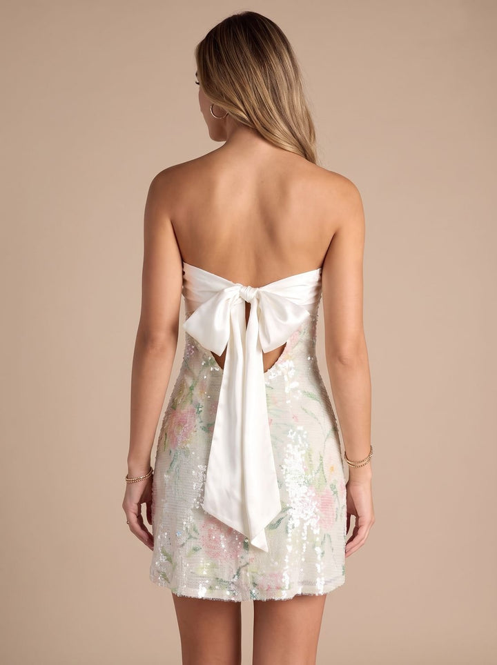 Women's Mini Floral Sequin Party Dress (4)