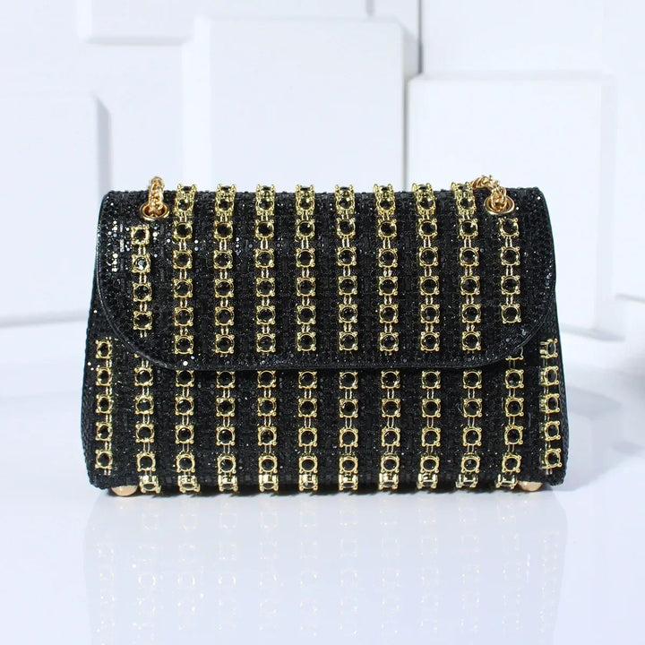 Women's Mini Rhinestone Evening Tote Bag in Black A
