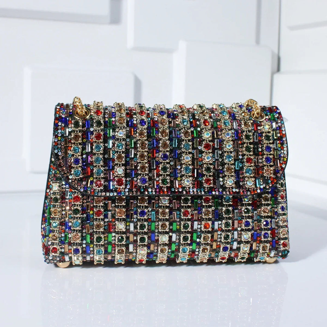 Women's Mini Rhinestone Evening Tote Bag in Black B