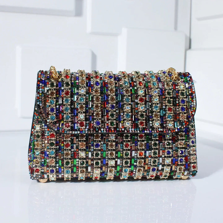 Women's Mini Rhinestone Evening Tote Bag in Black B