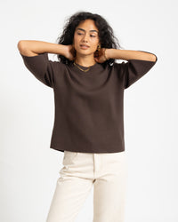 Ella | Women's Minimal Brown Knit Jumper Dress