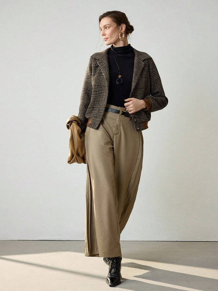 Women's Modern Cropped Tweed Jacket for Autumn (5)