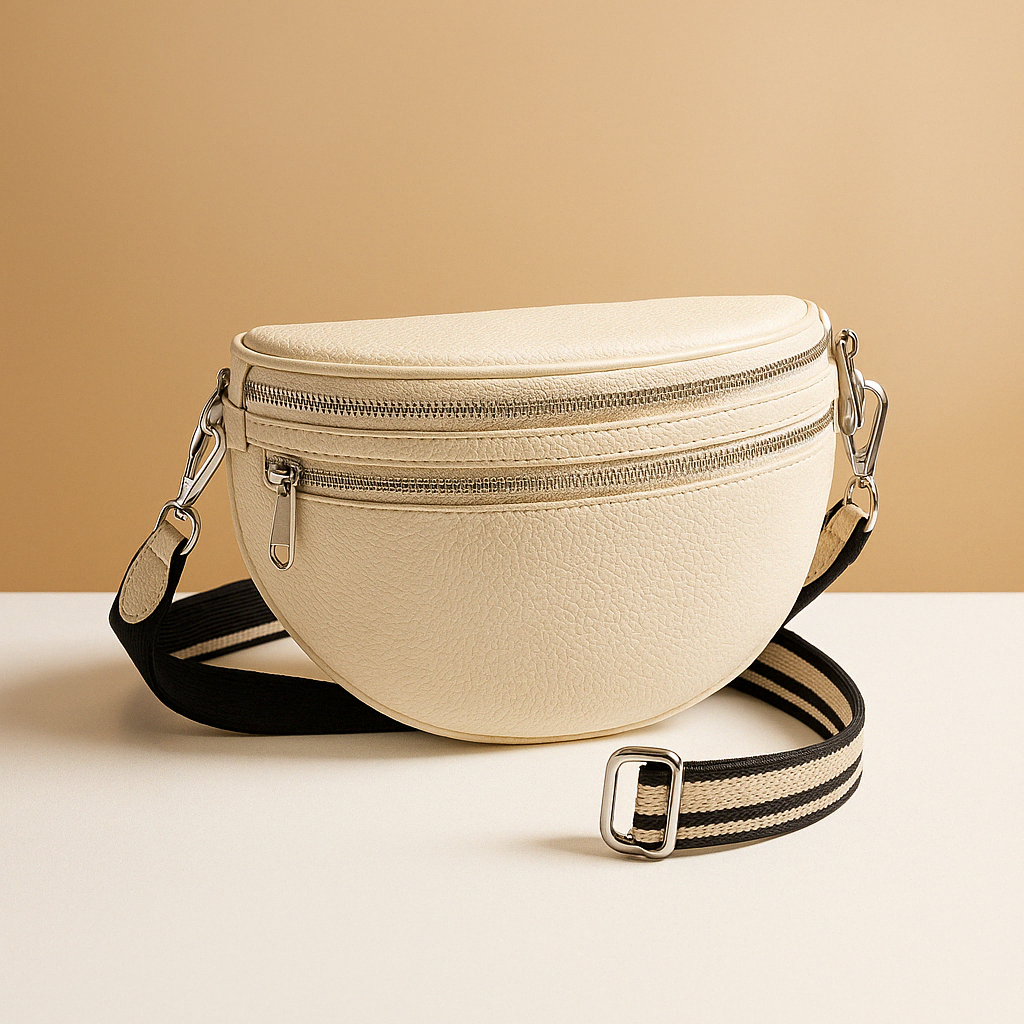 Women's Multi-Pocket Crossbody Bag for Daily Travel in Cream