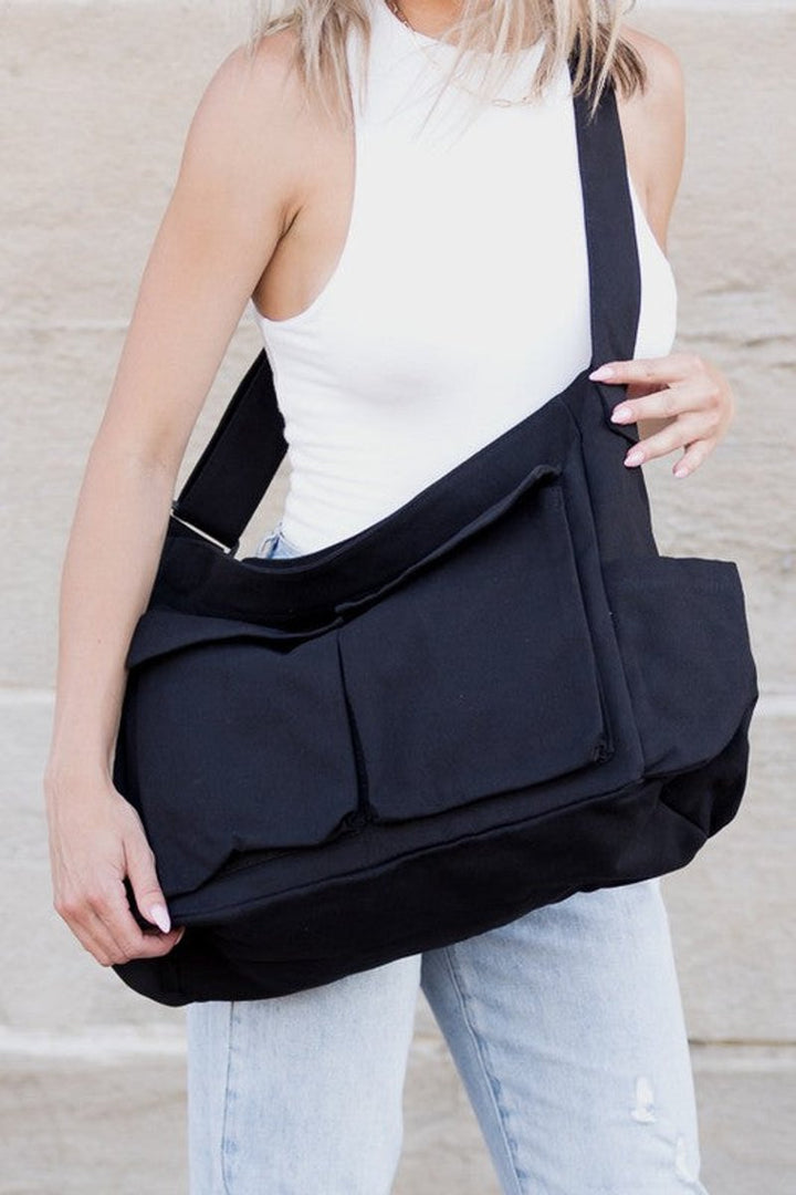 Women's Oversized Canvas Tote Bag w kolorze Czarny