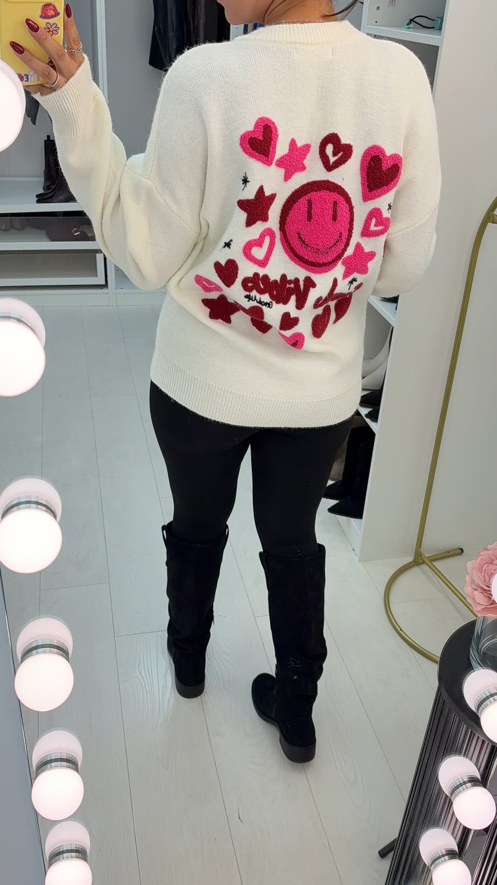 Women's Oversized Graphic Knit Jumper Dress (2)