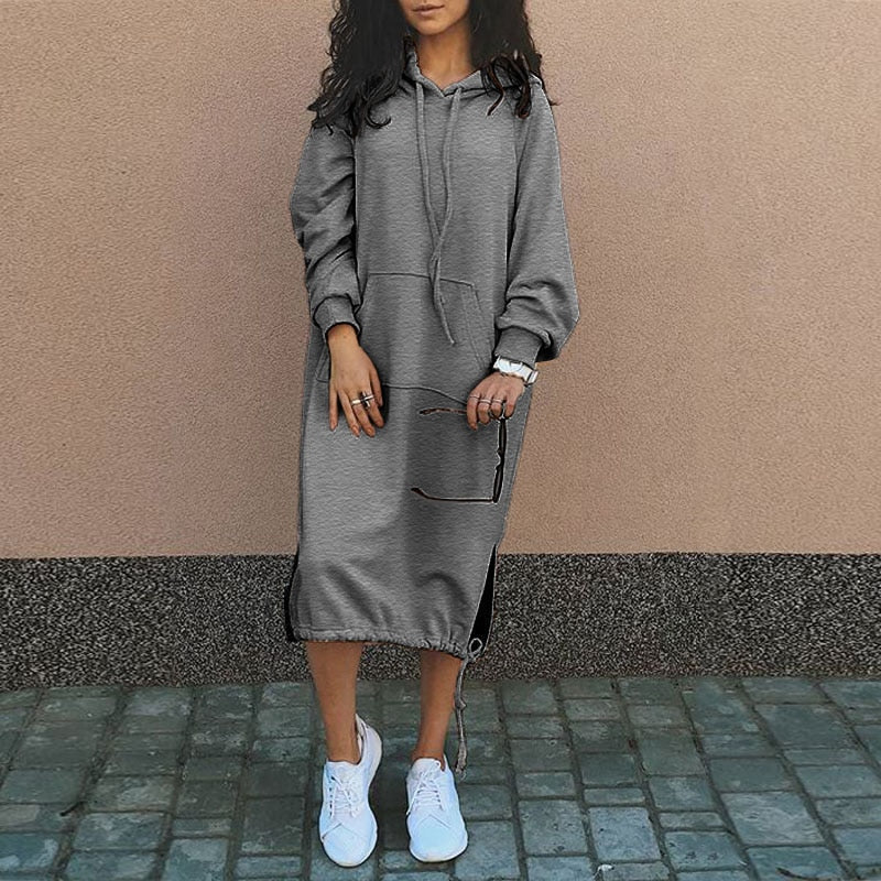 Women's Oversized Jumper Dress for Casual Comfort in Grey