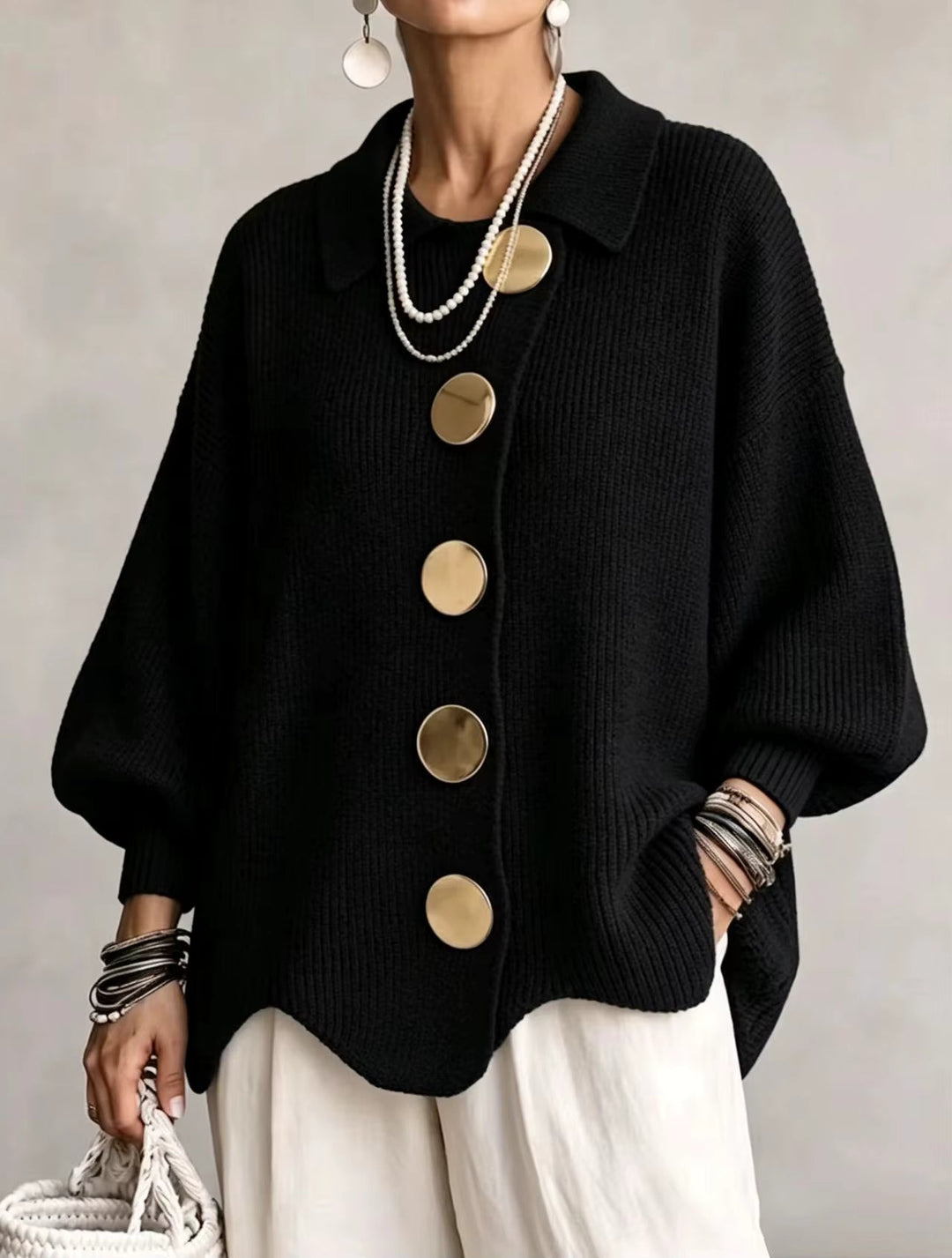 Women's Oversized Jumper Dress for Casual Layering in Black