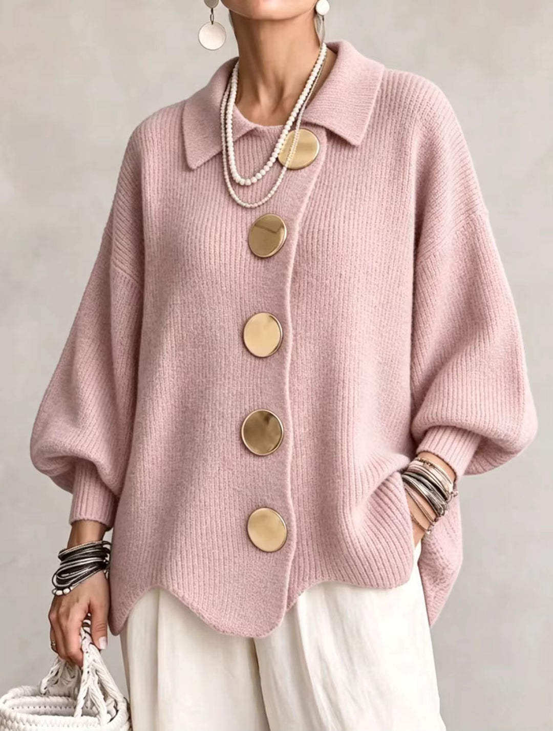 Women's Oversized Jumper Dress for Casual Layering in Pink