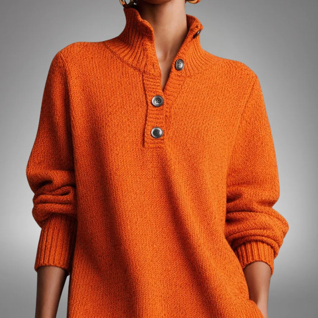 Women's Oversized Knit Jumper Midi Dress in Orange 2