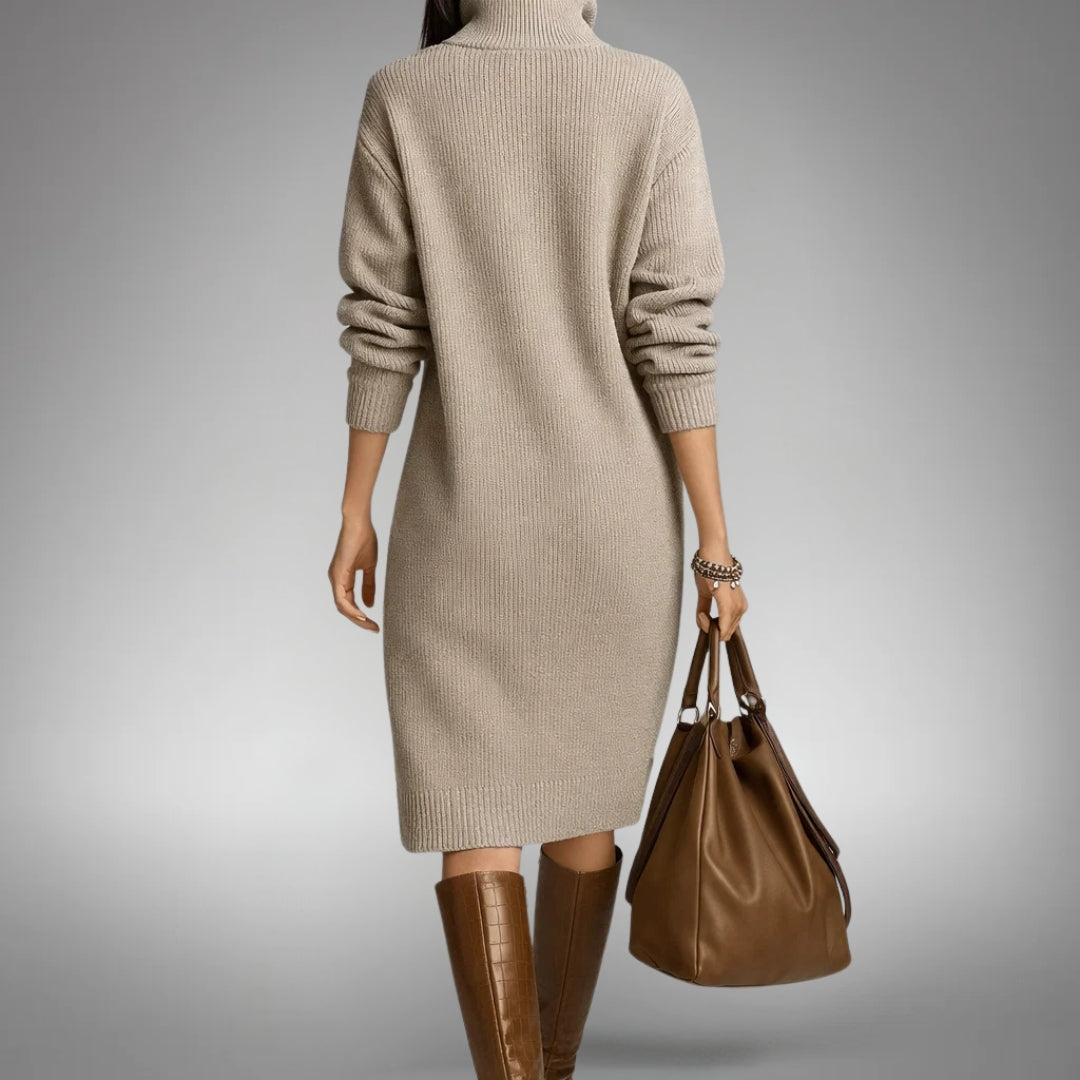 Women's Oversized Knit Jumper Midi Dress in Orange 5