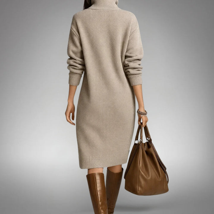 Women's Oversized Knit Jumper Midi Dress in Orange 5