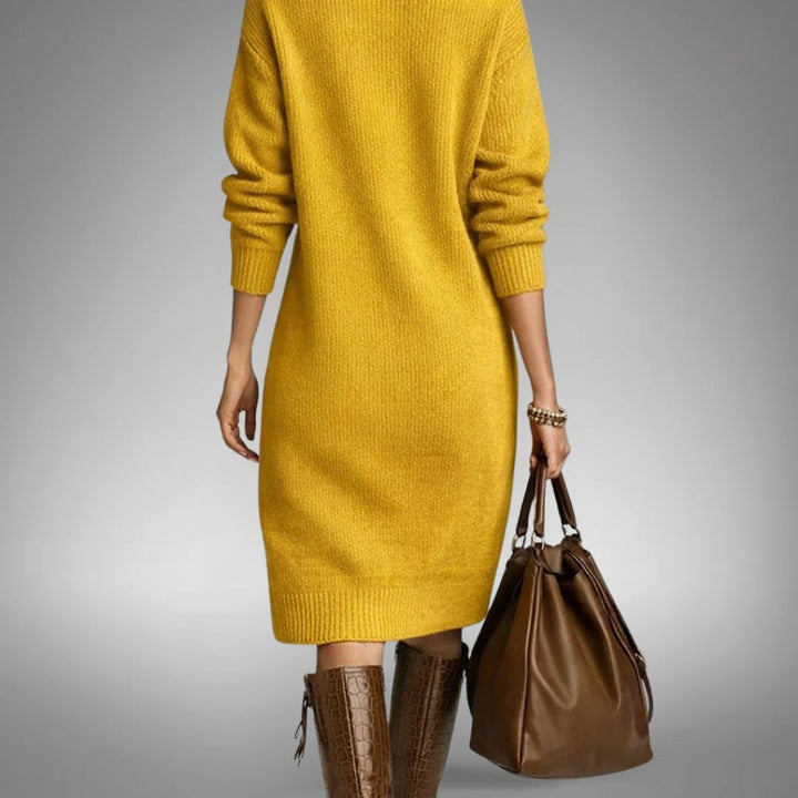 Women's Oversized Knit Jumper Midi Dress in Orange 7
