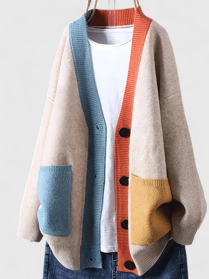 Women's Oversized Long Cardigan for Layering in Beige