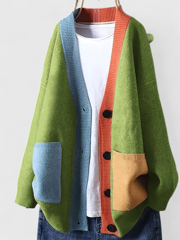 Women's Oversized Long Cardigan for Layering in Green