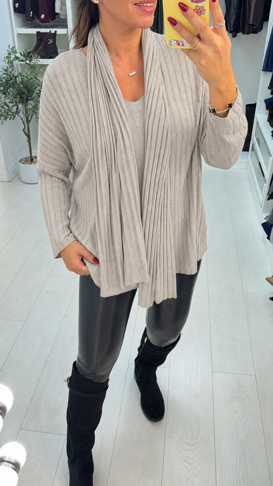 Women's Oversized Ribbed Viscose Jumper Dress in Beige
