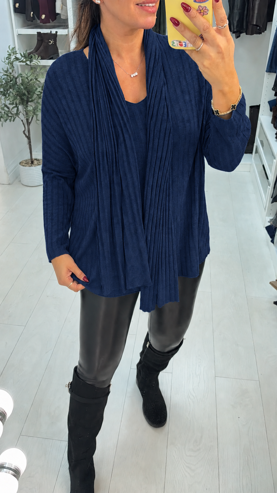 Women's Oversized Ribbed Viscose Jumper Dress in Navy